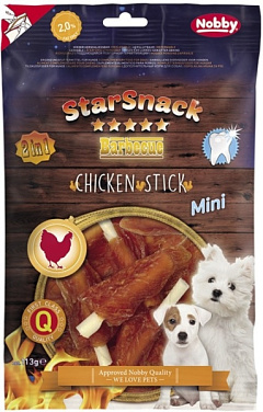 Лакомства для зубов щенков и маленьких собак Палочка с Куриным мясом Nobby StarSnack Mini Dental BBQ Chicken Stick Лакомства для зубов щенков и маленьких собак Палочка с Куриным мясом Nobby StarSnack Mini Dental BBQ Chicken Stick