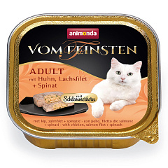 Консерви з куркою, філе лосося та шпинатом для кішок Animonda Vom Feinsten With Gourmet