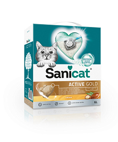 Ультракомкуючий преміальний бентонітовий наповнювач для котів з ароматом аргани Sanicat Ultra Clumping Active Gold Argana