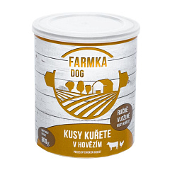 Консервированное мясо для собак Куски Курицы в Говяжьем Фарше FALCO FARMKA Dog 100% Meat Chicken