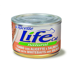 Консерва для кішок Тунець з Анчоусами та Лососем Life Cat Natural Tuna, Whitebait & Salmon
