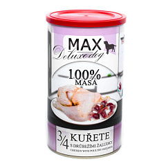 Консервоване м'ясо для собак Куряча Чверть з Пташиними Шлунками MAX Deluxe Dog 100% Meat 3/4 Chicken & Poultry Gizzards Консервоване м'ясо для собак Куряча Чверть з Пташиними Шлунками MAX Deluxe Dog 100% Meat 3/4 Chicken & Poultry Gizzards