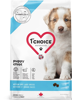 Сухой корм с курицей для щенков средних и крупных пород в возрасте от 2 до 14 месяцев 1st Choice Medium & Large Puppy