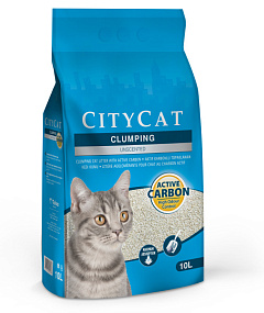 Комкующийся наполнитель для котов, нейтрализующий неприятые запахи Citycat Clumping Active Carbon