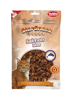Сушені ласощі для кішок Шматочки Лосося Nobby StarSnack Cat Salmon Bites Сушені ласощі для кішок Шматочки Лосося Nobby StarSnack Cat Salmon Bites