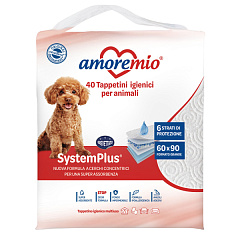 Шестислойные впитывающие пеленки для собак на липучках 60 х 90 см Amoremio Dog Training Pads SystemPlus