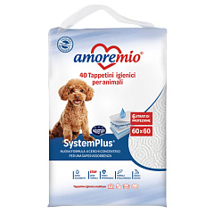 Шестишарові поглинаючі пелюшки для собак на липучках 60 х 60 см Amoremio Dog Training Pads SystemPlus