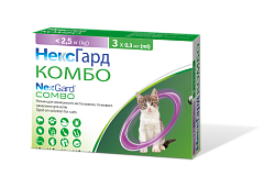 Краплі проти зовнішніх та внутрішніх паразитів для котів вагою 0,8-2,5 кг НексГард Комбо Boehringer Ingelheim NexGard Combo Cats