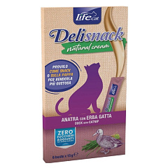 Лакомства для кошек Крем с Уткой и кошачьей мятой Life Cat Delisnack Natural Cream Duck