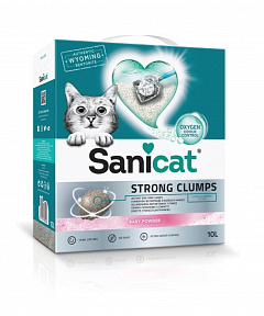 Ультракомкуючий бентонітовий наповнювач для котів з ароматом дитячої пудри Sanicat Ultra Clumping Strong Baby Powder