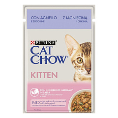 Вологий корм для кошенят Шматочки в соусі з ягням та цукіні Purina Cat Chow Kitten Lamb & Zucchini