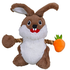 М'яка іграшка для собак Кролик з пищалкою та канатами Easter Rabbit Plush Nobby