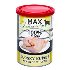 Консервоване м'ясо для собак Шматочки Курки MAX Deluxe Dog 100% Meat Chicken Pieces Консервоване м'ясо для собак Шматочки Курки MAX Deluxe Dog 100% Meat Chicken Pieces