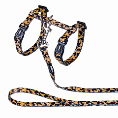 Анатомическая шлея-восьмерка с поводком для котов Леопард Leopard Cat Harness Nobby