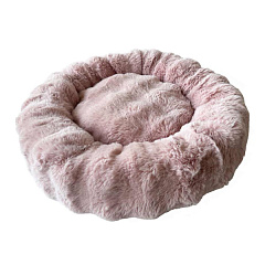 Антиковзка кругла хутряна лежанка Пончик для собак та котів Istas Donut Nobby