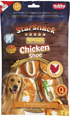 Лакомства для ухода за зубами собак Жевательные Куриные Ботиночки Nobby StarSnack Dental BBQ Chicken Shoe Лакомства для ухода за зубами собак Жевательные Куриные Ботиночки Nobby StarSnack Dental BBQ Chicken Shoe