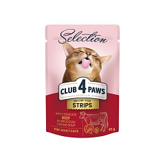 Вологий корм для котів Смужки з Яловичиною у крем-супі з брокколі Club 4 Paws Premium Selection Strips Beef Вологий корм для котів Смужки з Яловичиною у крем-супі з брокколі Club 4 Paws Premium Selection Strips Beef