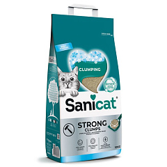 Ультракомкующийся антибактериальный наполнитель без пыли для кошачьего туалета Sanicat Strong Clumps Baby Powder