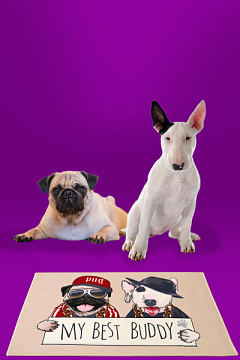 Антискользящий лежак-коврик для собак Мопс и Бультерьер-лучшие друзья Mops & Bull Terrier Mats Jungo Pets Антискользящий лежак-коврик для собак Мопс и Бультерьер-лучшие друзья Mops & Bull Terrier Mats Jungo Pets