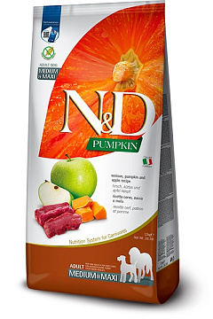 Беззерновий сухий корм для собак з Олениною та Яблуком Farmina N&D Pumpkin Medium & Maxi Adult Venison & Apple