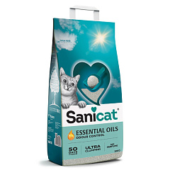 Ультракомкуючий білий наповнювач для котів з ефірною олією Sanicat Essential Oils Ultra Clumping Perfume Free White