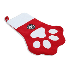 Подарочный новогодний носок-лапка для игрушек собак BullyBillows Paw Christmas Stocking