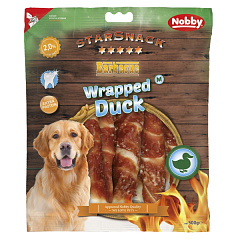 Протеиновые лакомства для собак Дентал палочки из Вяленой Утки Nobby StarSnack Extra Protein Dental BBQ Wrapped Duck