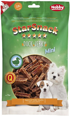 Натуральные лакомства для щенков и маленьких собак Вяленое Утиное мясо Nobby StarSnack Mini Duck Jerky Натуральные лакомства для щенков и маленьких собак Вяленое Утиное мясо Nobby StarSnack Mini Duck Jerky