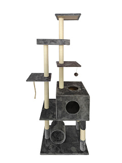 Высокая когтеточка-лазалка для котов с туннелем, домиком и игрушкой Imac Clara