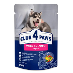 Влажный корм для щенков Курица в желе Club 4 Paws Premium Puppies All Breeds Chicken in Jelly Влажный корм для щенков Курица в желе Club 4 Paws Premium Puppies All Breeds Chicken in Jelly