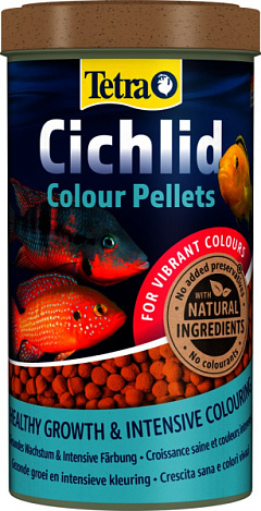 Повноцінний корм з натуральними підсилювачами кольору для яскравих цихлід Tetra Cichlid Colour Pellets