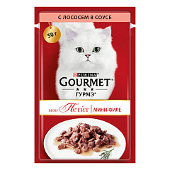Вологий корм для кішок Міні-філе з Лососем в соусі Purina Gourmet Mon Petit Salmon in Gravy Вологий корм для кішок Міні-філе з Лососем в соусі Purina Gourmet Mon Petit Salmon in Gravy