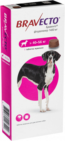 Жувальні таблетки для цуценят та собак вагою 40-56 кг від бліх та кліщів Бравекто MSD Animal Health Bravecto