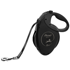 Сверхпрочный поводок-рулетка для собак крупных пород весом до 50 кг Flexi Giant L Black Edition Tape лента 8 m