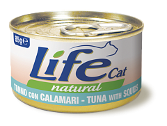Консерва для кішок Тунець з Кальмарами Life Cat Natural Tuna & Squids