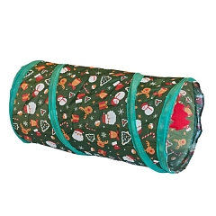 Новогодний трескучий туннель для кошек с подвесной игрушкой Christmas Tunnel Xmas Nobby