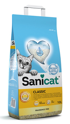 Мінеральний поглинаючий антибактеріальний наповнювач для котів без пилу та запаху Sanicat Classic