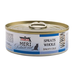 Консервоване м'ясо для котів Цілі Шпроти FALCO MERI Deluxe Cat 100% Meat Whole Sprats