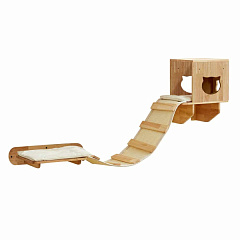 Игровой комплекс на стену для кошек Домик с Лежанкой и Подвесной Лестницей Aci Wall Cat Climbing Nobby