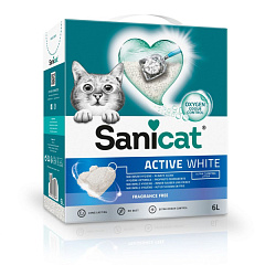 Комкуючий гіпоалергенний білий бентонітовий наповнювач для котів Sanicat Clumping Active White Fragrance Free