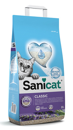 Мінеральний поглинаючий антибактеріальний наповнювач для котів з ароматом лаванди Sanicat Classic Lavender
