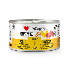 Безглютеновая консерва для собак Курица с Беконом и Спельтой Disugual Dog Cubes 92% Adult Chicken, Speck & Spelt