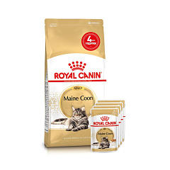 Акционный набор корма для взрослых кошек и котов породы Мейн Кун Royal Canin Maine Coon Adult