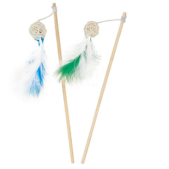 Вудочка для котів ToyBox Ротангова Кулька з Пір'ями Rod Feather Nobby