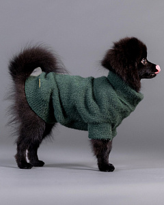 Вязаный эргономичный зеленый теплый свитер для собак PAIKKA Furry Knit Sweater Green
