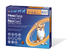 Таблетки проти усіх видів паразитів для собак вагою 2-3,5 кг НексГард Спектра Boehringer Ingelheim NexGard Spectra Dogs
