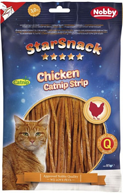 Вяленые лакомства для кошек Куриные палочки с Кошачьей Мятой Nobby StarSnack Cat Chicken Catnip Strip Вяленые лакомства для кошек Куриные палочки с Кошачьей Мятой Nobby StarSnack Cat Chicken Catnip Strip