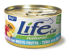 Консерва для кошек Тунец с Фруктовым миксом Life Cat Natural Tuna & Fruit Mix