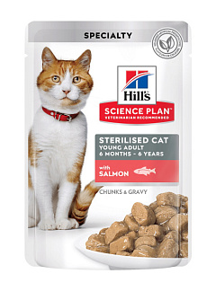 Вологий корм з лососем для стерилізованих кішок віком від 6 місяців до 6 років Hill's Science Plan Sterilised Cat Young Adult Salmon