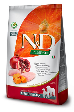 Беззерновий сухий корм для собак з Куркою та Гранатом Farmina N&D Pumpkin Medium & Maxi Adult Chicken & Pomegranate